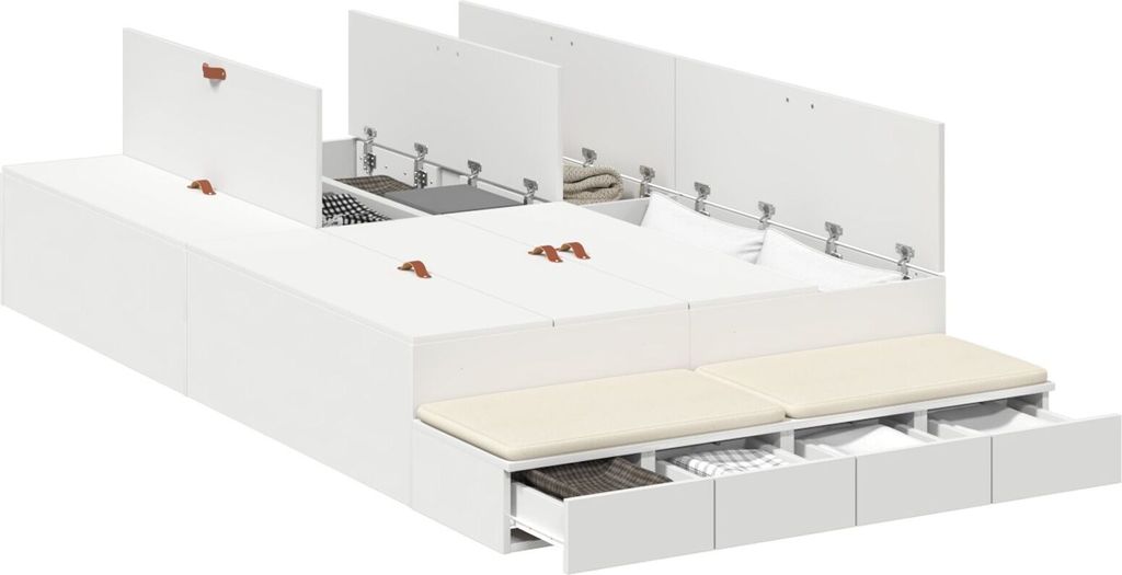 Best Möbel Stauraum-Bettgestell Weiß 120x190 cm - Bettrahmen/Klassische Betten CHY583907