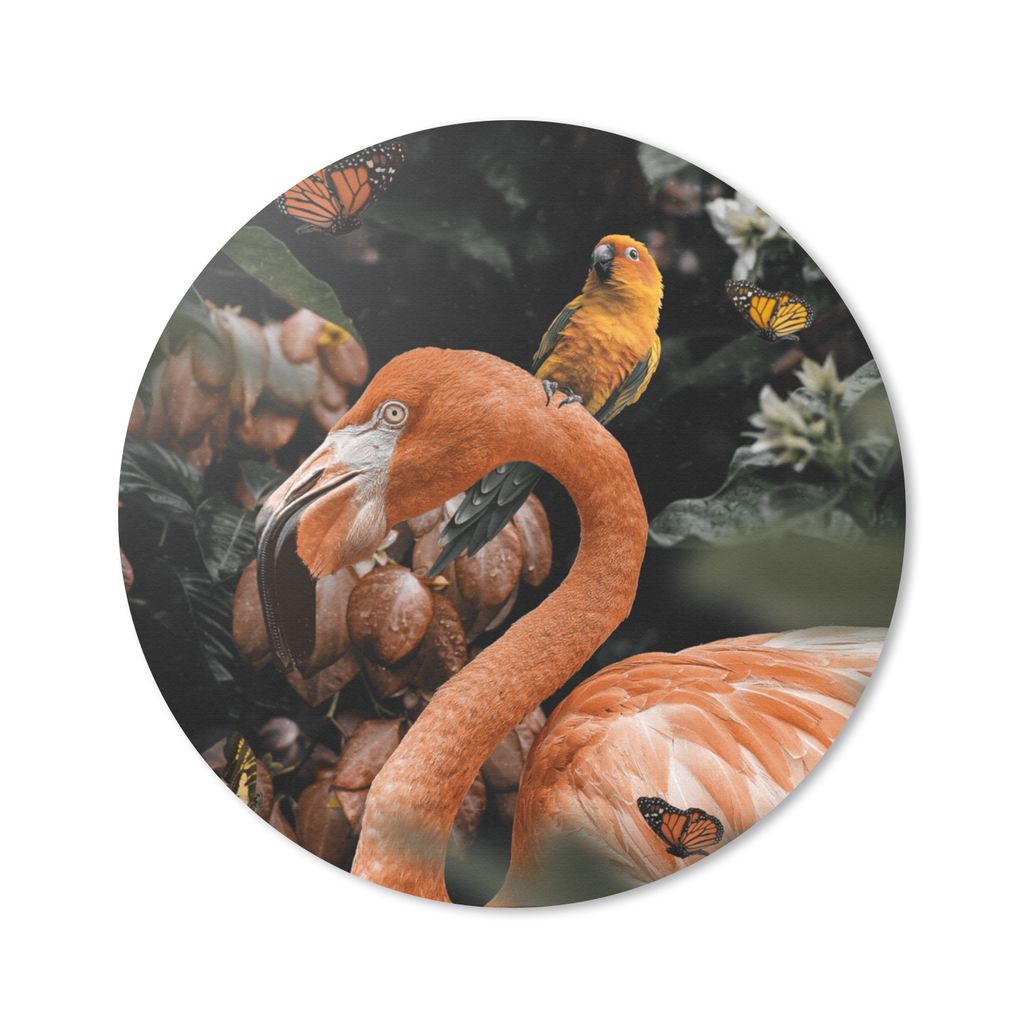 MuchoWow Mauspad Mousepad Flamingo - Dschungel - Papagei 50x50 cm - Mousepads - Maus Mat - Pad - Mausunterlage - Vinyl