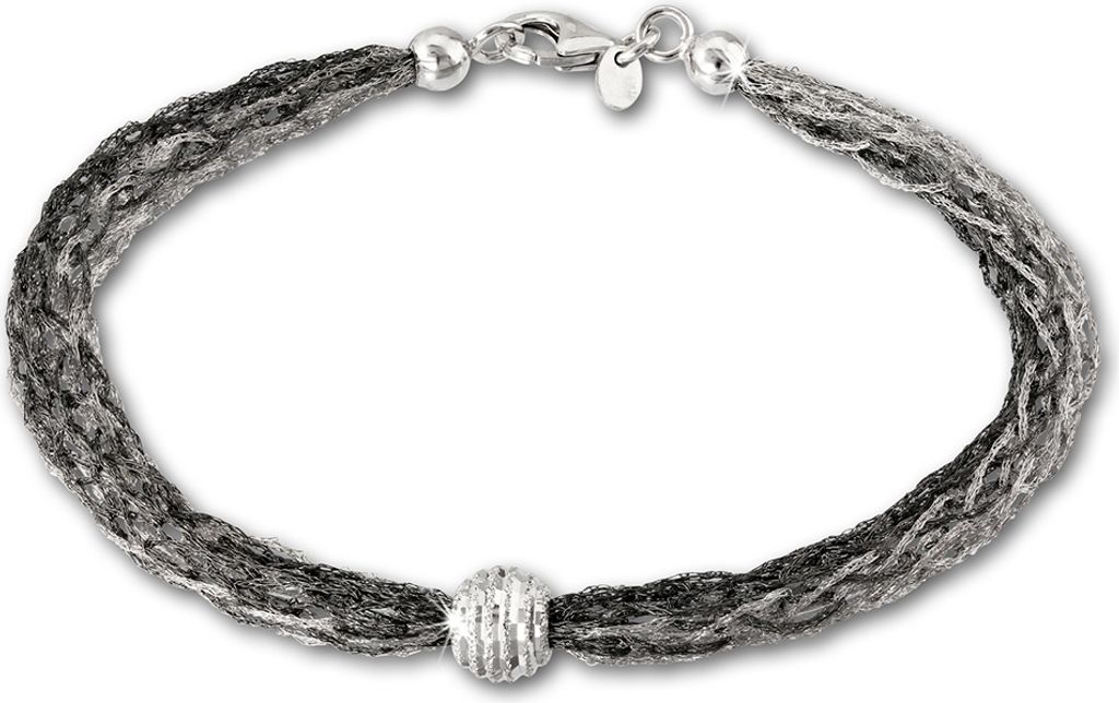 SilberDream Damen-Armband Kugel 925 Silber Schmuck 20,5cm schwarz SDA1001K