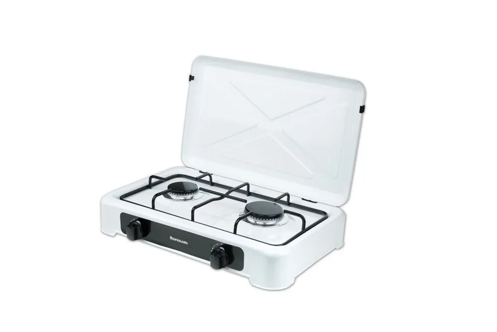 Fornello a Gas Ravanson K-02T Bianco | 2 Fuochi con Coperchio in Metallo