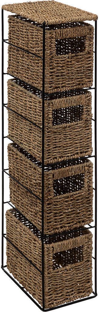 Corbeille De Rangement Slim 40 L En Béton Rotin - Design Moderne Et Fonctionnel