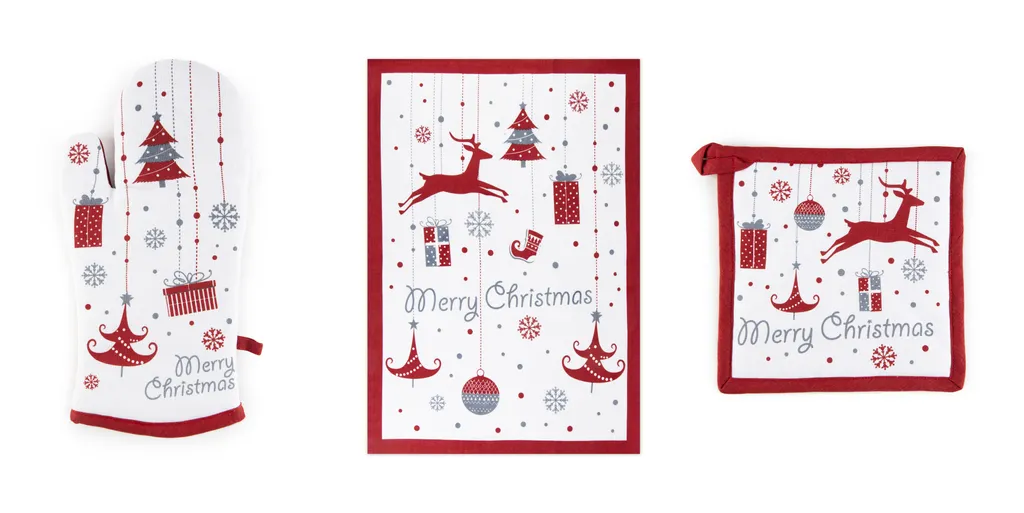 Set linge cuisine coton 3 pcs Excelsa Merry Christmas : Doux et déco - 2