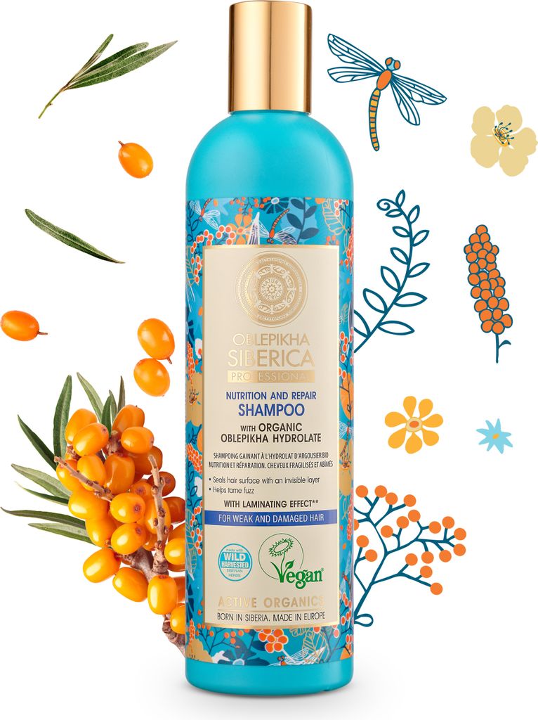Natura Siberica Oblepikha Professionelles Sanddorn-Shampoo für geschwächtes und strapaziertes Haar, 400 ml
