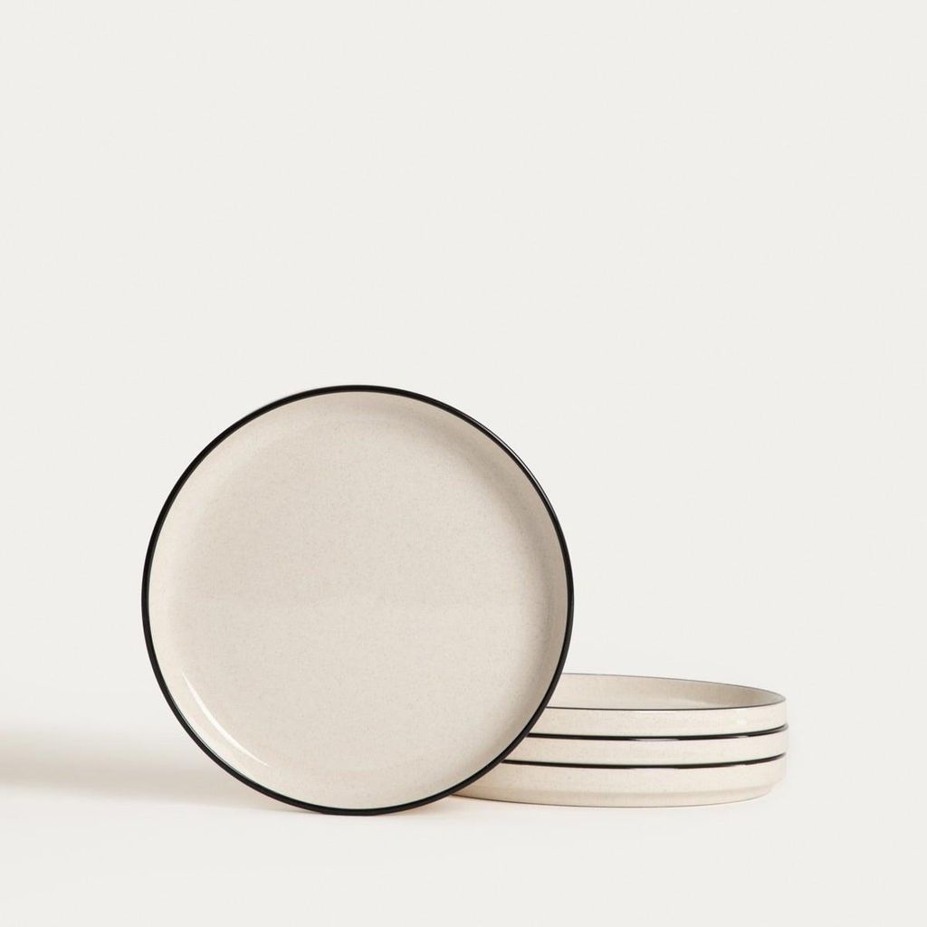 HOMLA Set AZRA Dessertteller mit schwarzem Rand 4er-Set Produktbild 