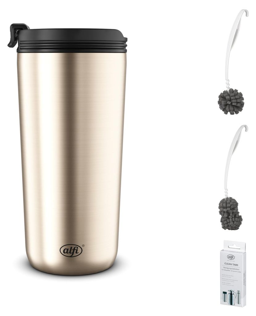 alfi ISO COFFEE MUG Thermobecher 0,4l – Vorteilsset mit Reinigungsbürste CLEAN FIX 30 cm