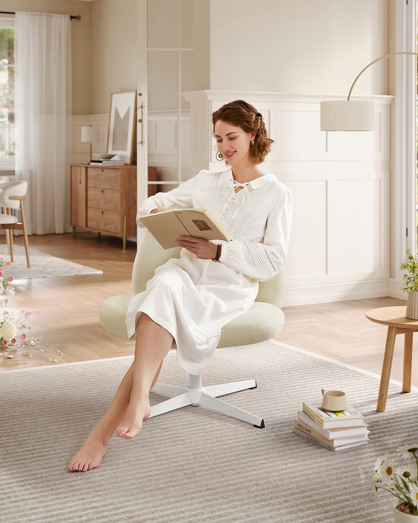 SONGMICS HOME Bürostuhl, Schreibtischstuhl, Drehstuhl, breite Sitzfläche zum Sitzen im Schneidersitz, modern, mit Kreuzfuß/Fußkreuz