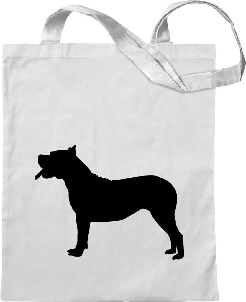 Kiwistar - Baumwolltasche - weiss - Dogo Canario Hundrasse - Tragetasche Stoffbeutel Umhängetasche langer Henkel