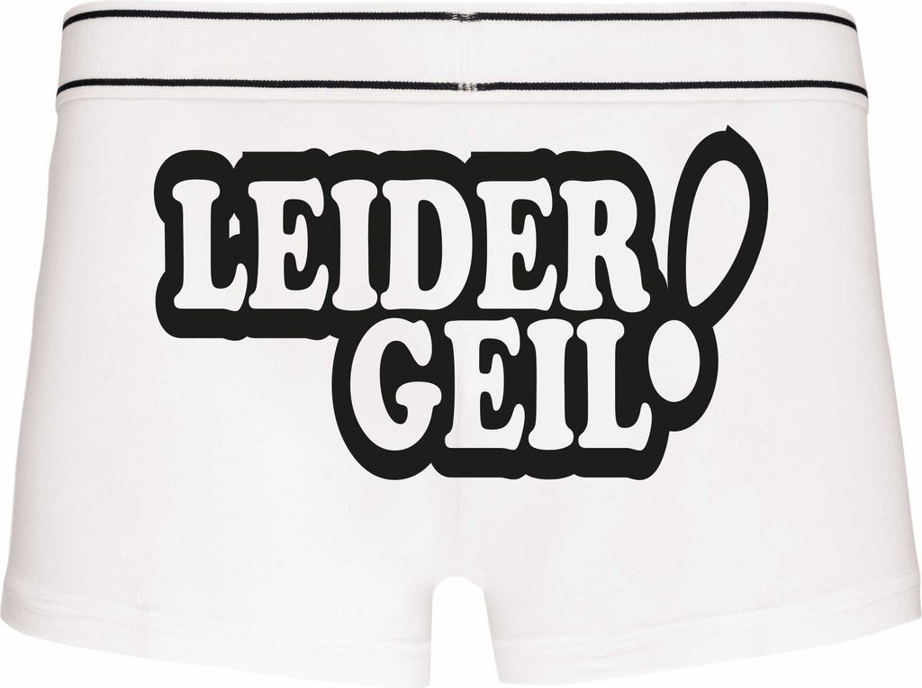 Boxershorts - Mann - Boxer-0031-man-white-h-L - weiß - L - hinten - Leider Geil - lustiges Motiv - Spruch - Unterwäsche - Unterhose - Freizeit - ...