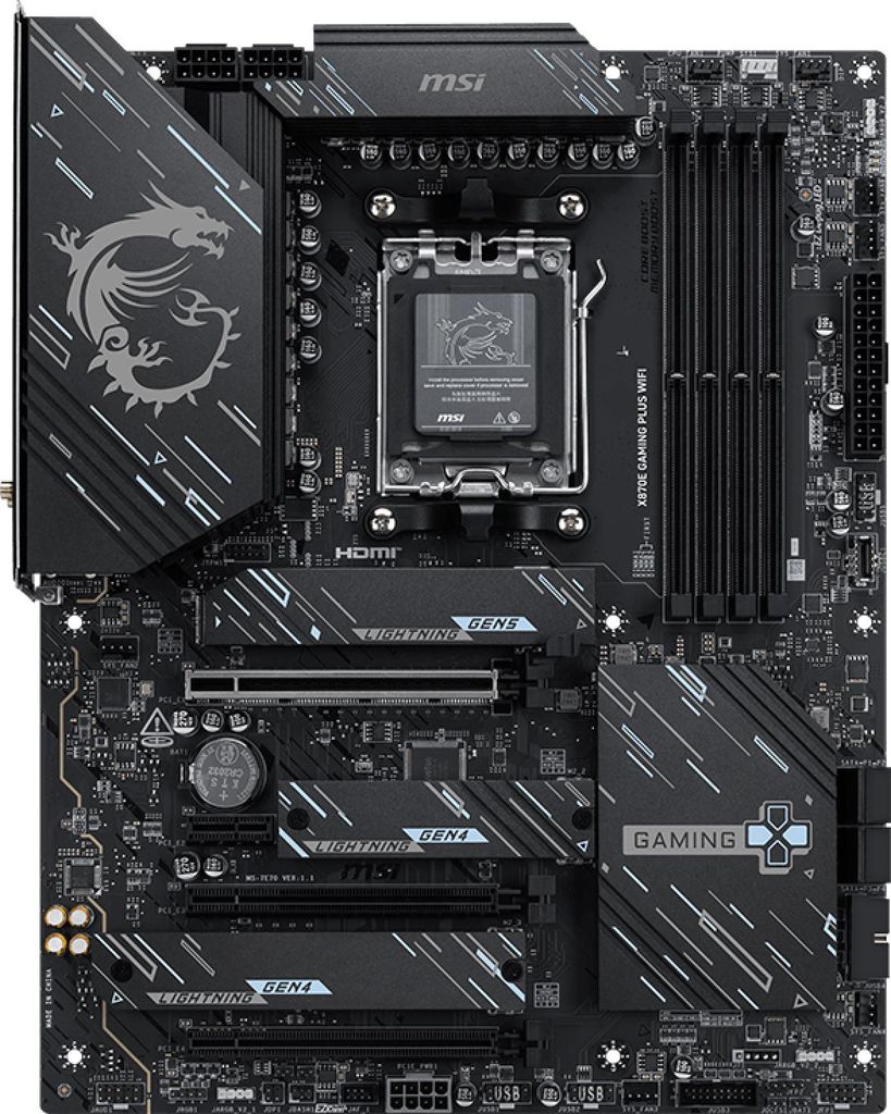 MSI X870E GAMING PLUS WIFI - Motherboard - ATX - Socket AM5 - AMD X870E Chipsatz - USB4, USB-C 3.2 Gen 2x2, USB-C 3.2 Gen2, USB 3.2 Gen 2, USB 3.2 ...
