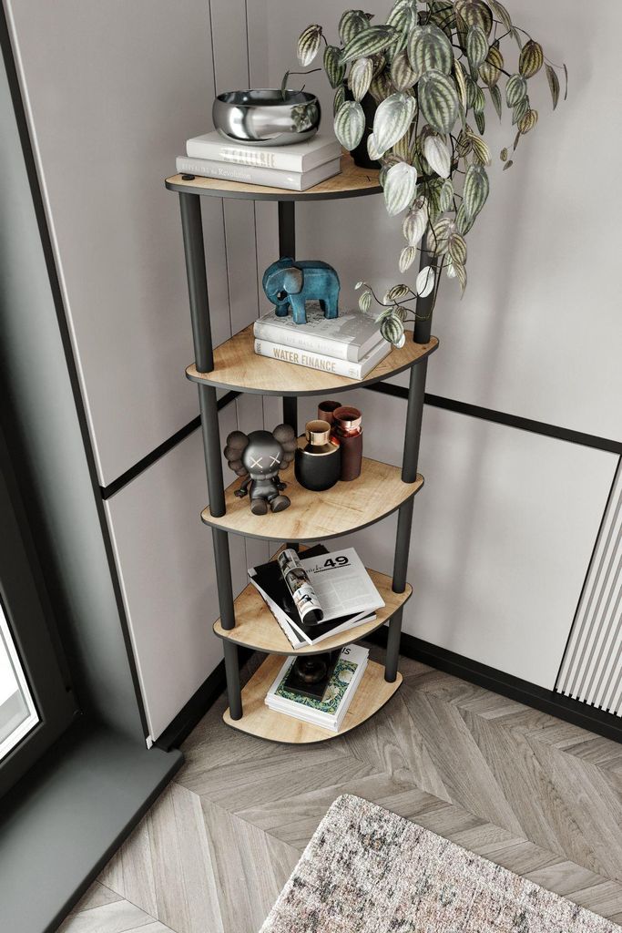 Skye Decor, Moderner Bücherregal aus 100% MDF, Eiche, 34 x 139 x 34 cm | Komprimierte Kraftbeine | Stilvolles, industrielles Design für Ihr Zuhau...