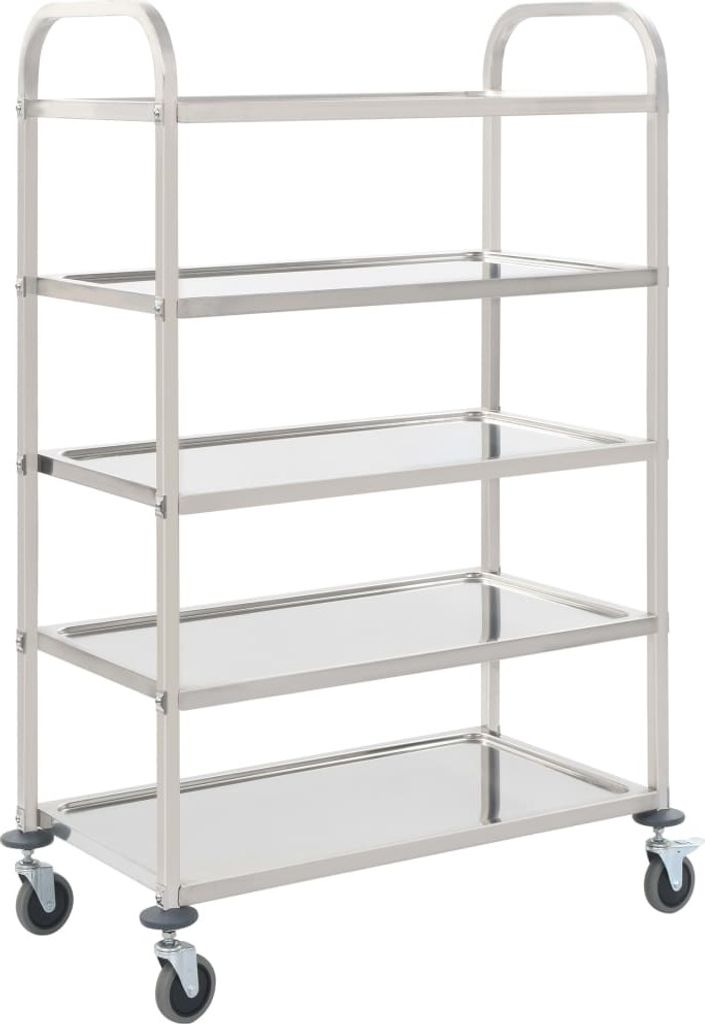 The Living Store 5-Stufiger Servierwagen 107 x 55 x 147 cm Edelstahl
