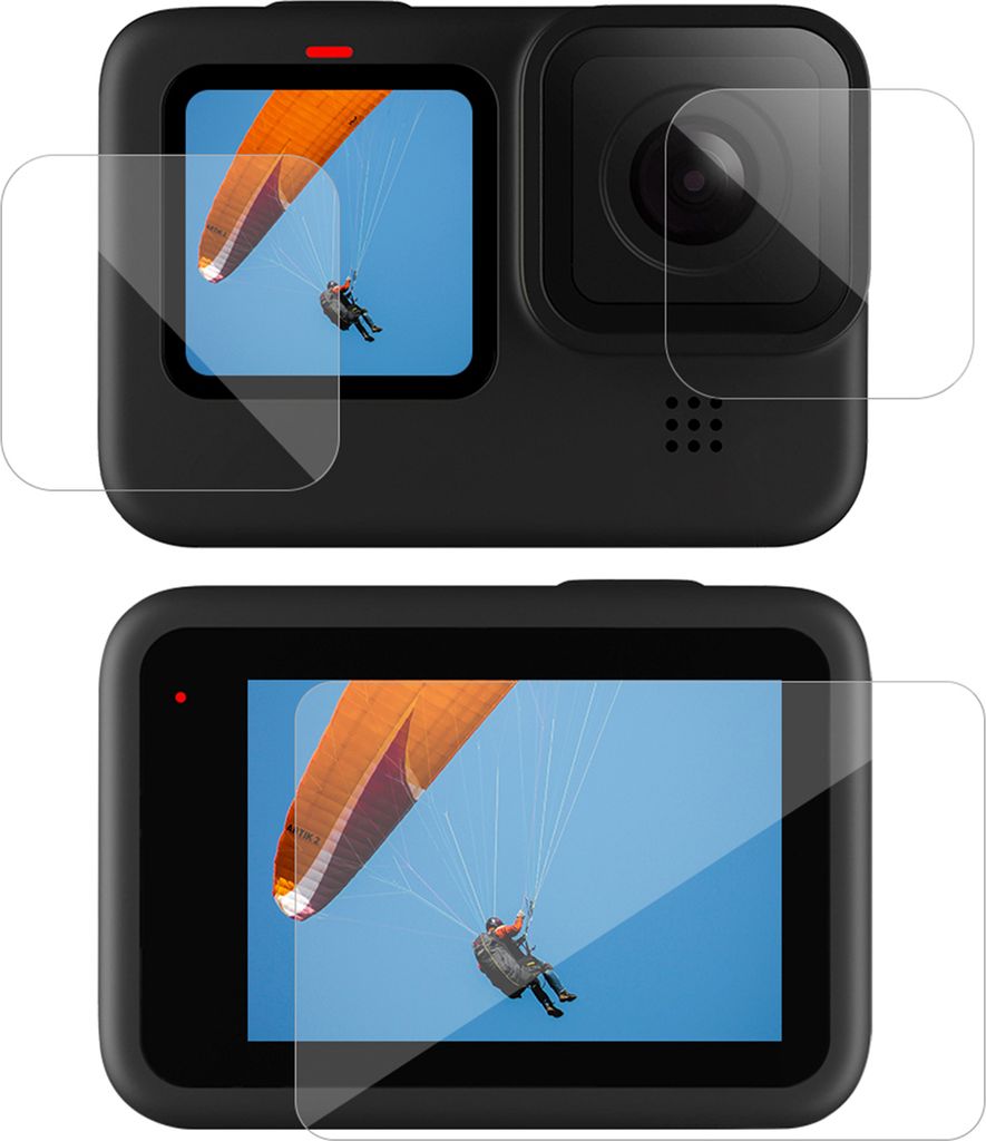 TELESIN 3-teilige Displayschutzfolie aus gehaertetem Glas fuer die GoPro Hero 9 Black Action Camera