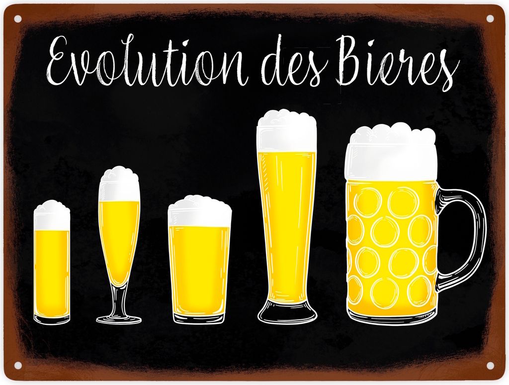 Die Evolution des Bieres Metallschild XXL in 28x38 cm für Biertrinker