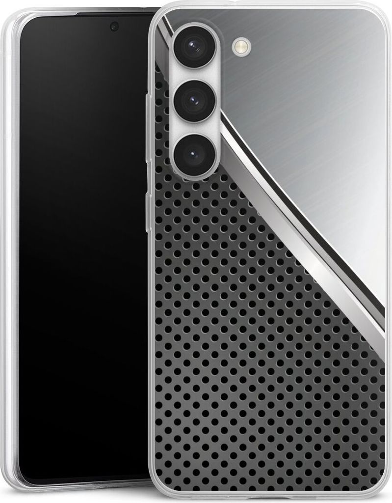DeinDesign Slim Hülle für Samsung Galaxy S23 Silikon Case Ultra Dünn Handyhülle Carbon Metall Stahl
