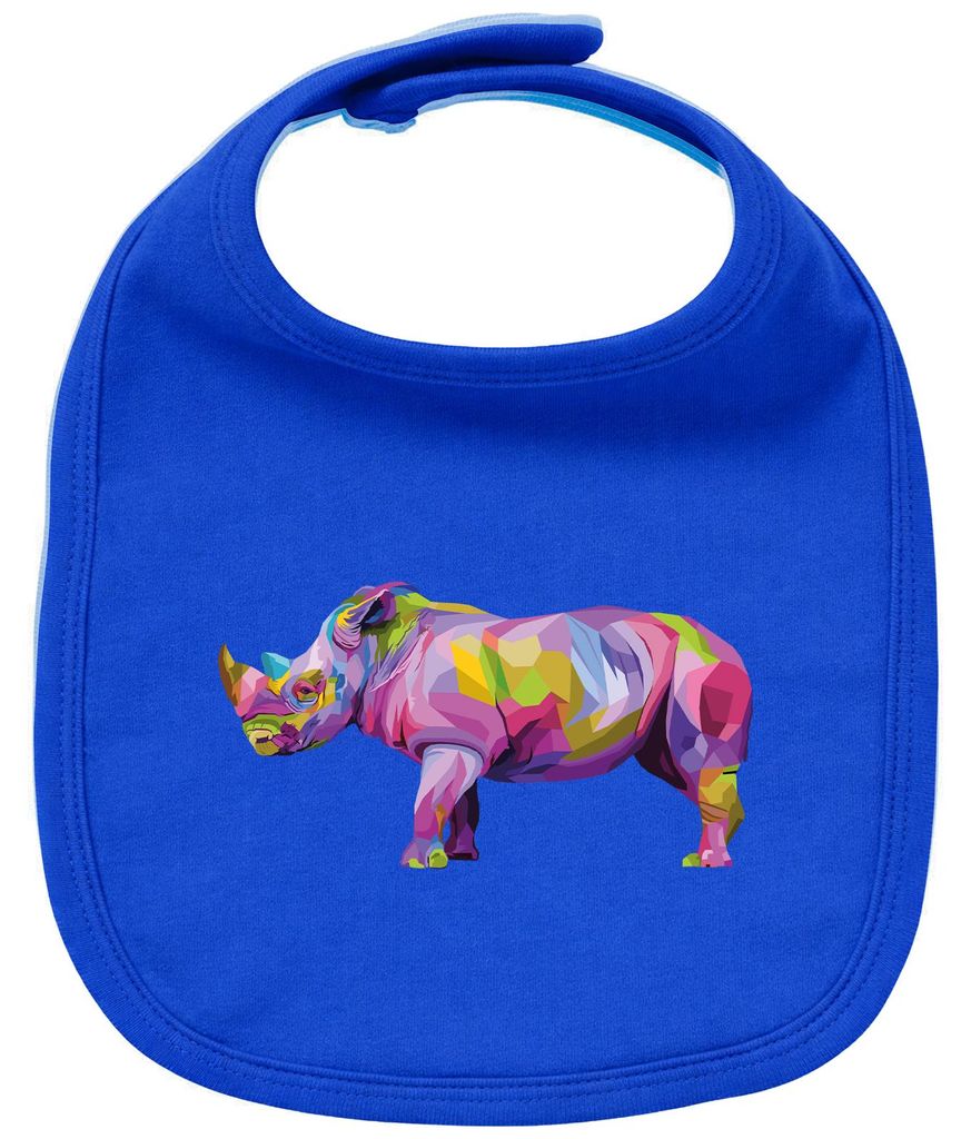 Huuraa Baby Lätzchen Nashorn Colorful Royal Blue Klettverschluss Baumwolle Latz Geschenkidee