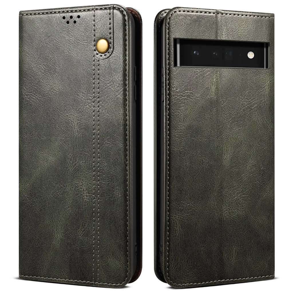 Custodia Google Pixel 6 Pro in Pelle Verde con Stand | Protezione Flip