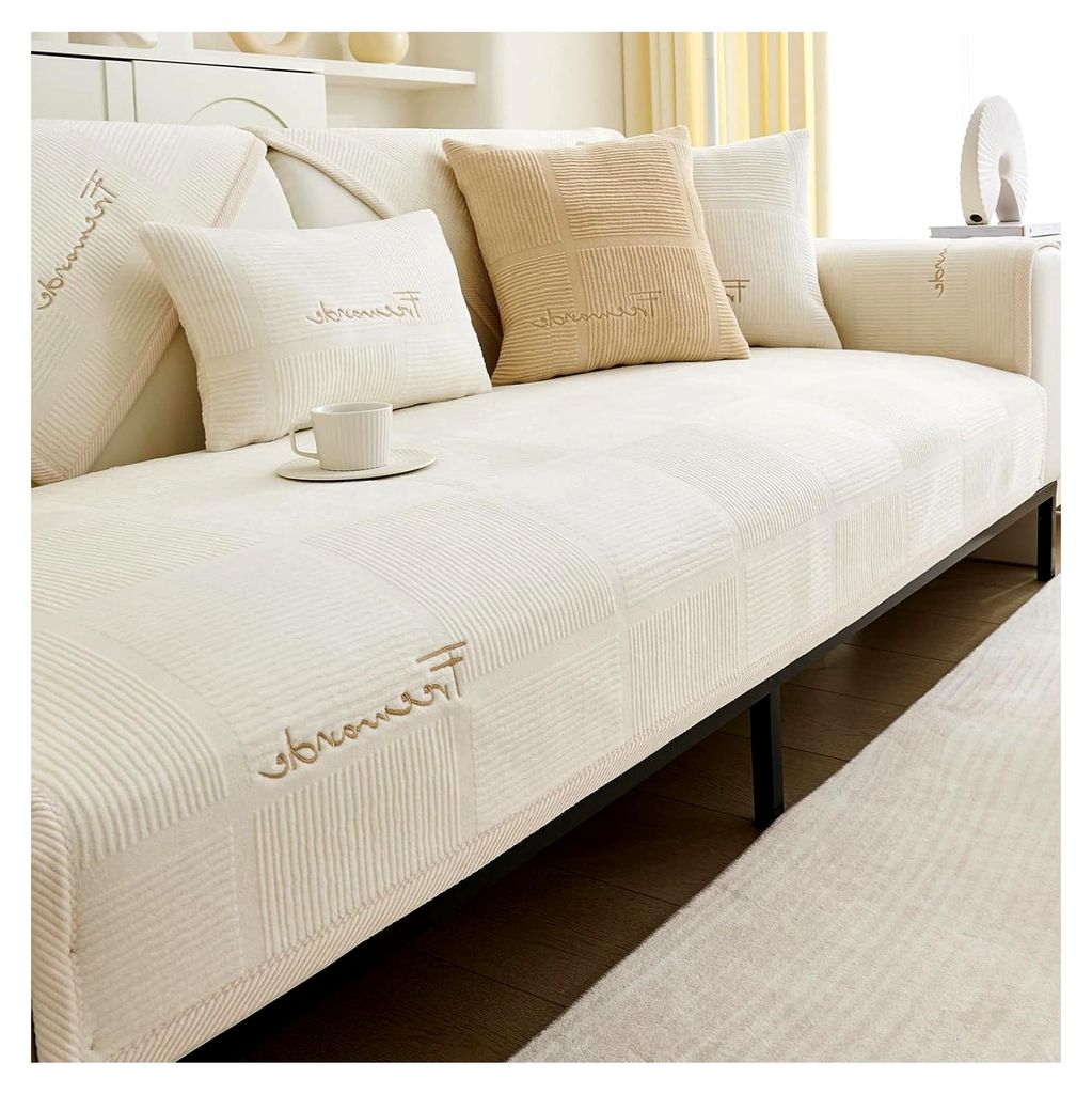 Sitzkissenbezug für Sofa, elastischer Bezug, rutschfester Tartan-Stoff