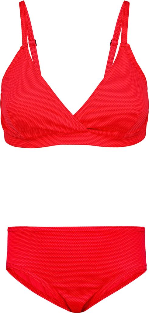 Aquarti Mädchen Bikini Set Bustier Bikinislip Zweiteiliger Badeanzug, Farbe: 039 Jacquard Punkte Rot, Größe: 152