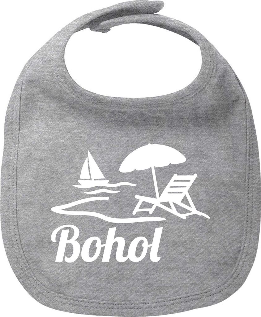 Huuraa Baby Lätzchen Bohol Inselmotiv Philippinen Heather Grey Klettverschluss Baumwolle Latz Geschenkidee