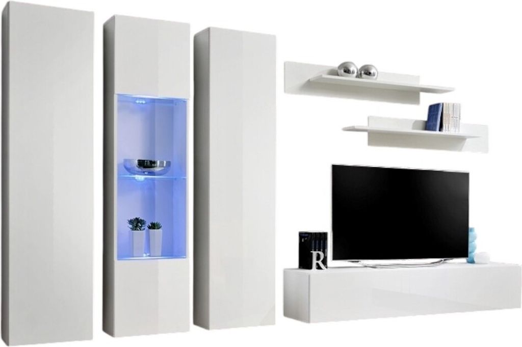 TV-Möbel FLY C4 Design, Farbe glänzend weiß. Modernes und trendiges Hängemöbel für Ihr Wohnzimmer.