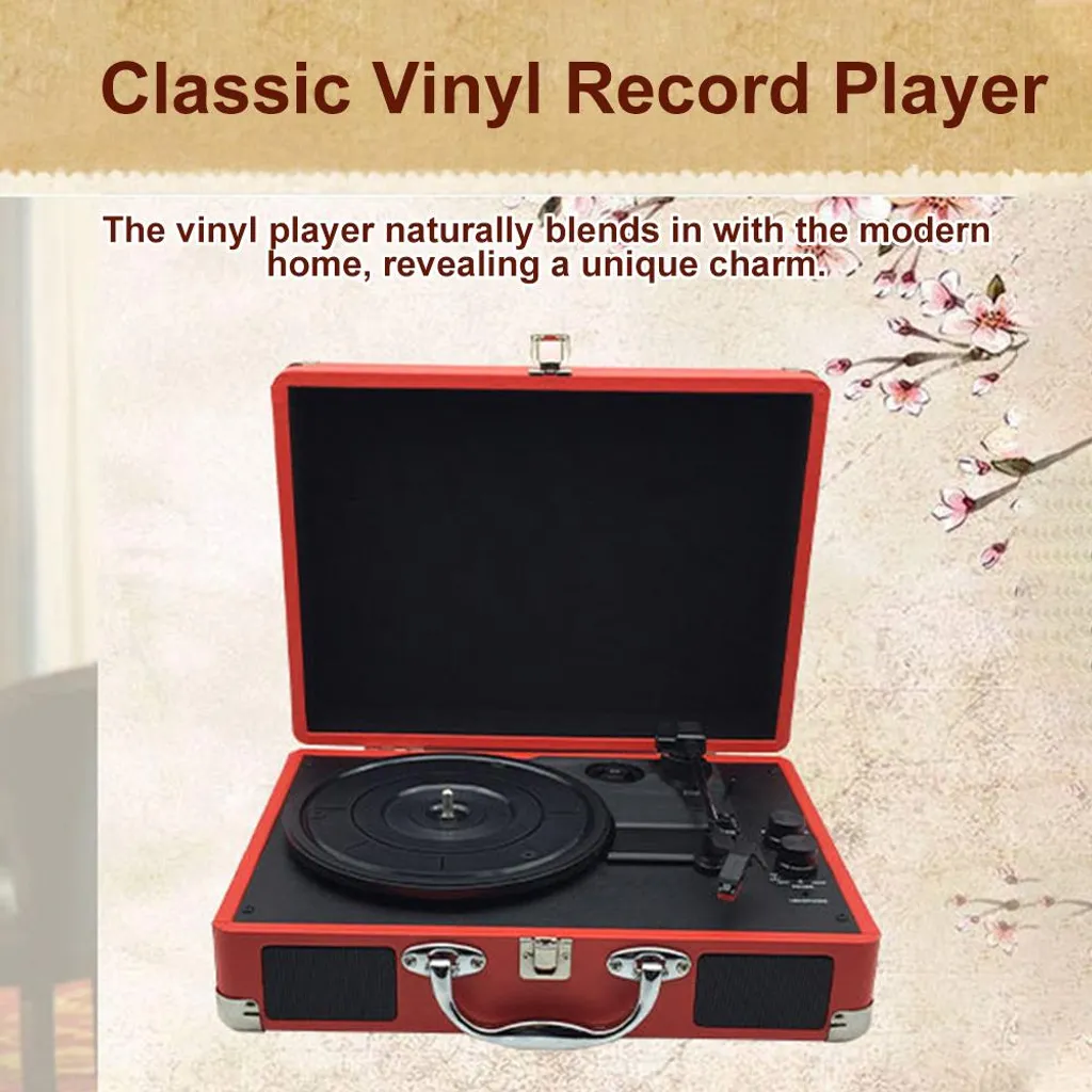 Tourne-disque Vintage Portable Bluetooth pour Disques 33, 45 et 78 Tours