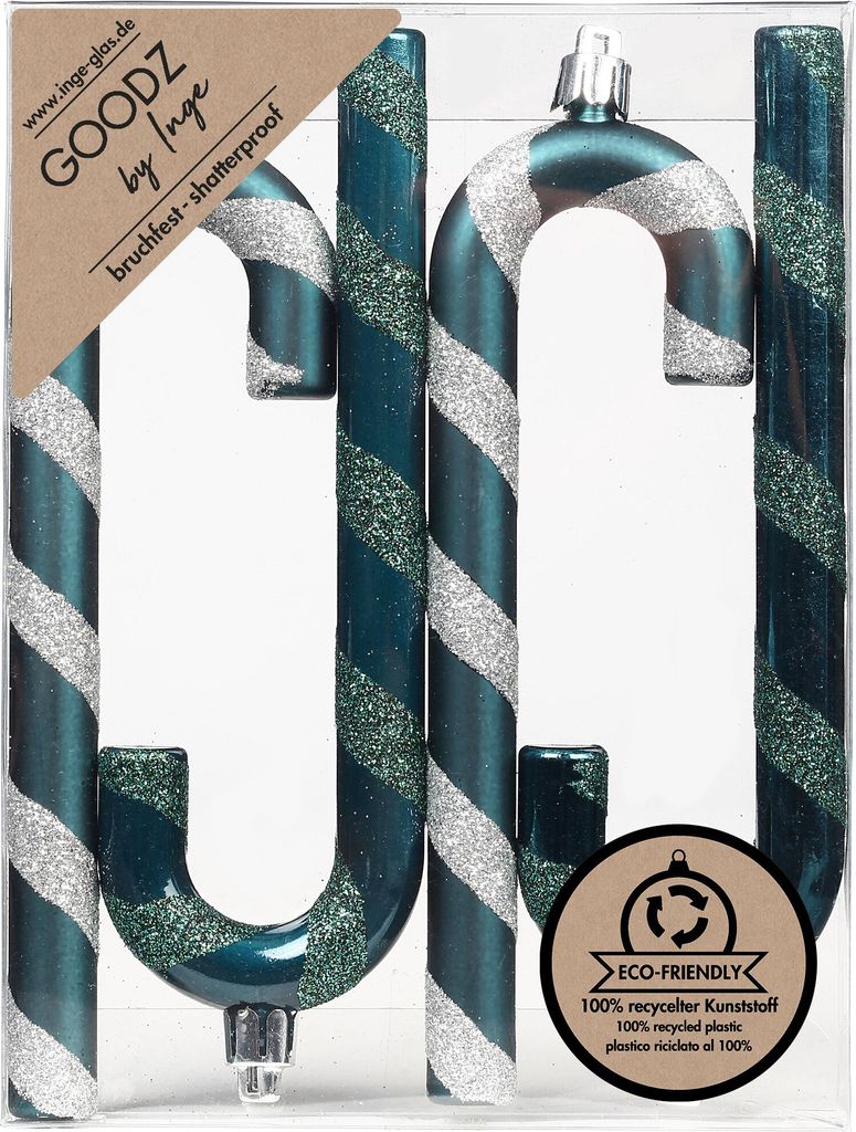 Christbaumschmuck Zuckerstangen 14cm Kunststoff 4er Set - Produktbild 