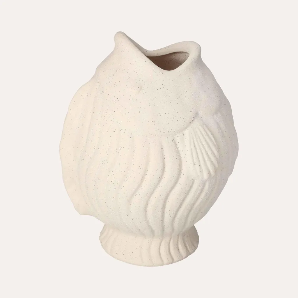 KEYHOMESTORE Vase en céramique poisson blanc 25cm pour salon élégant