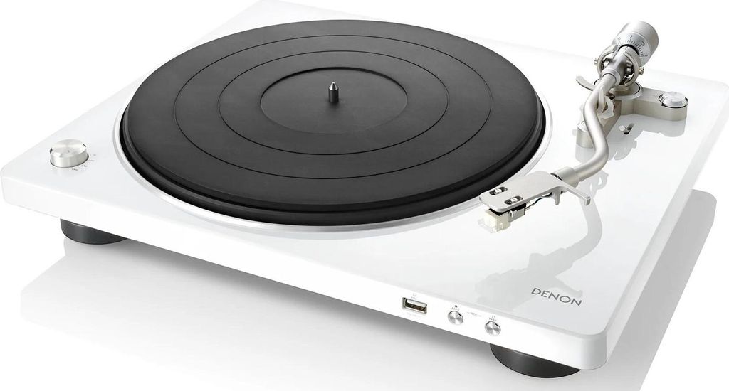 Denon DP-450USB, Audio-Plattenspieler mit Riemenantrieb, Manuell, Weiß, V-Gurt, Gummi, 33 1/3,45,78 RPM