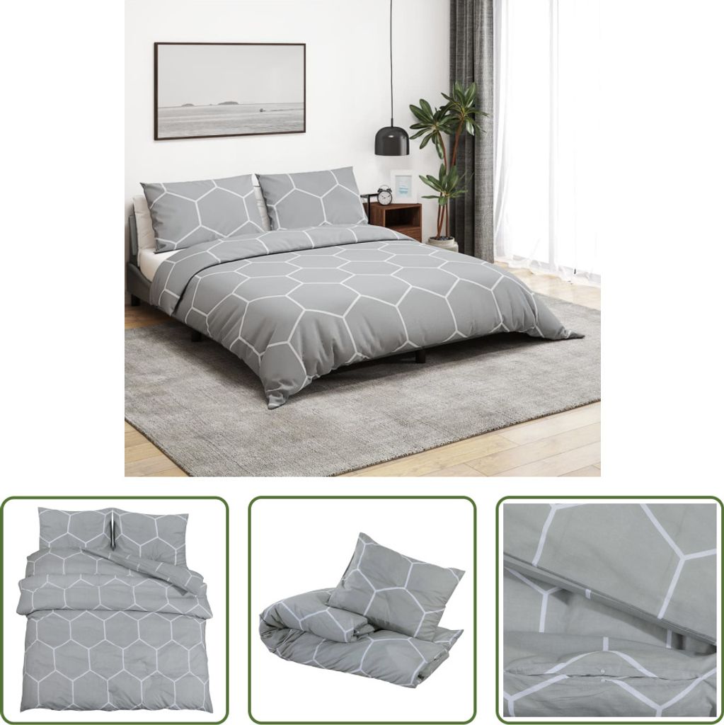 The Living Store Bettwäsche-Set Grau 155x220 cm Baumwolle