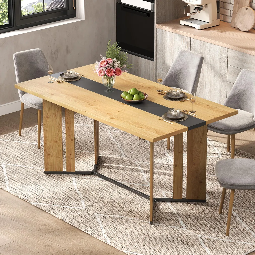 Flieks Table de Salle à Manger Rectangulaire Bois Naturel 150x80cm