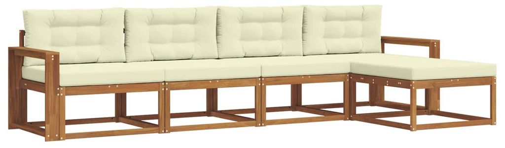 vidaXL Outdoor-Sofagarnitur mit Kissen 5 pcs Natur und Creme