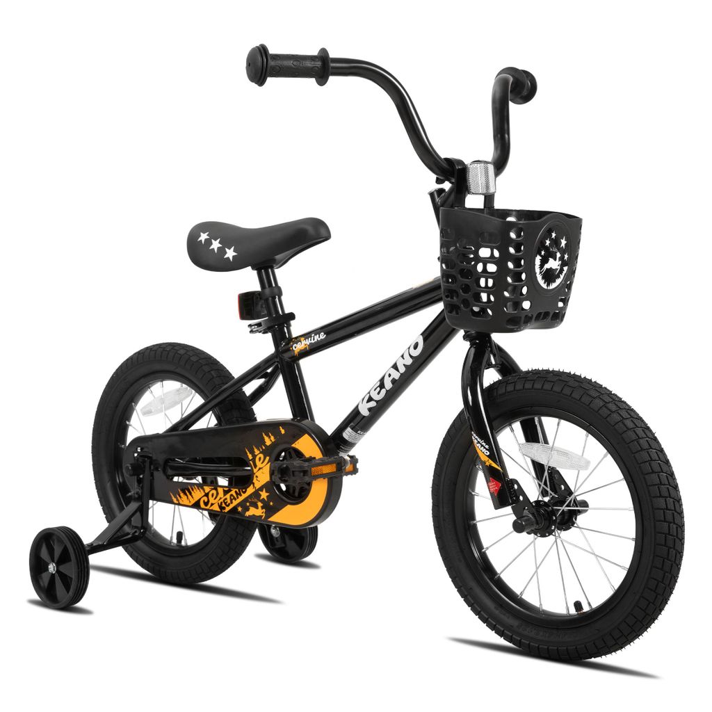 Joystar 14 Zoll-Kinderfahrrad für Jungen und Mädchen im Alter von 3 bis 8 Jahren, Kindergeschenk mit Stützrädern, Korb, geschlossenem Kettenschutz
