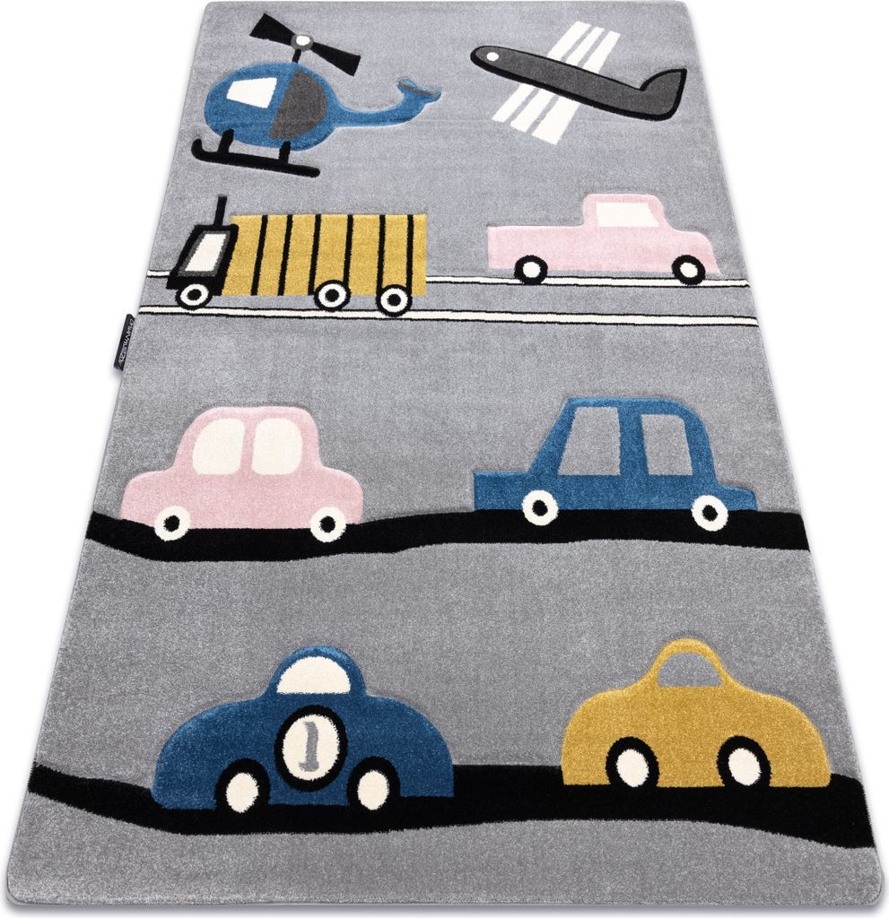 Kinderteppich PETIT TOYS SPIELZEUGE AUTOS grau Grau 160x220 cm