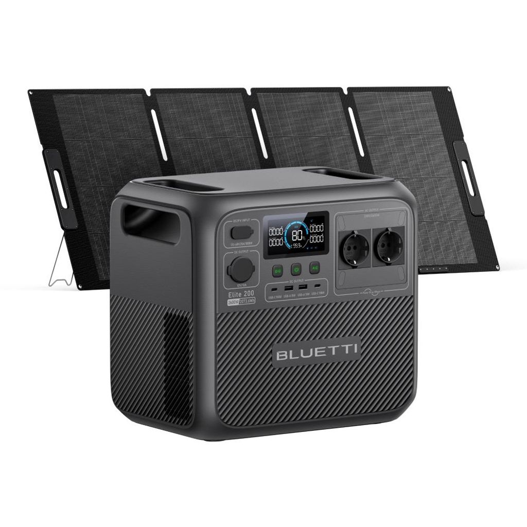 BLUETTI Solar Generator Elite 200 V2 met bijgeleverd 350W Productafbeelding 