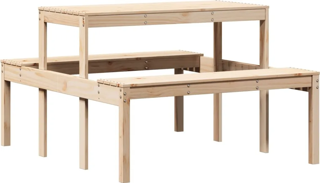 Tavolo da Picnic 110x134x75 cm in Legno di Pino Massiccio per Giardino - 1