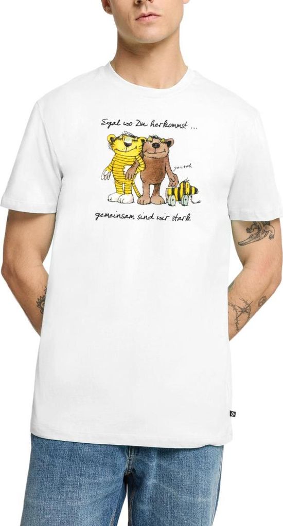 Spreadshirt Janosch Bär Tigerente Tiger Gemeinsam Stark Männer Premium T-Shirt, XS, Weiß