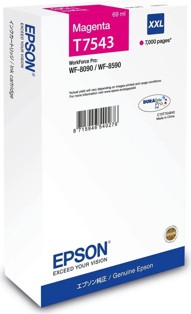 Cartouche Epson T7543 XXL Magenta Originale pour volumes d'impression