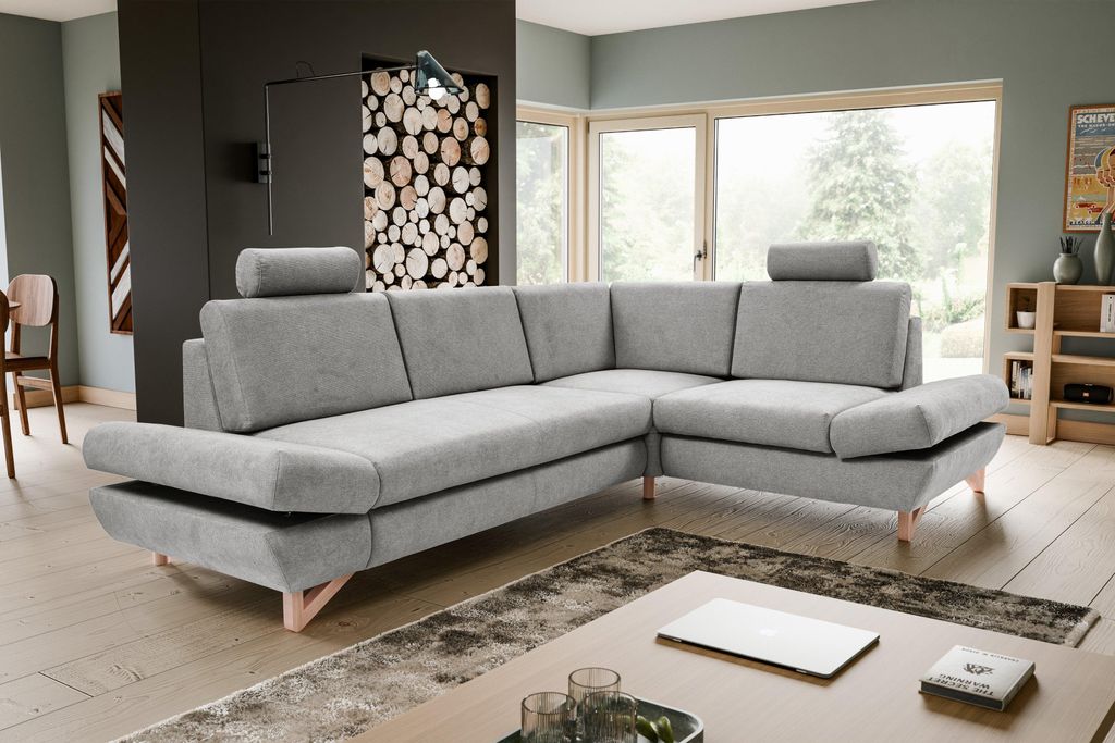 Masseno Ecksofa CASA II R-S mit Schlaffunktion L-Form, Sofa mit Bettkasten, Wohnzimmersofa, Couch, Soffa, Bettsofa, Couchgarnitur- Grau, AVRA 16