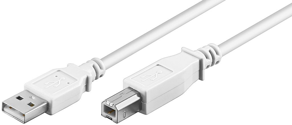 USB 2.0 Hi-Speed Kabel A/B, weiss, 1m Produktbild 
