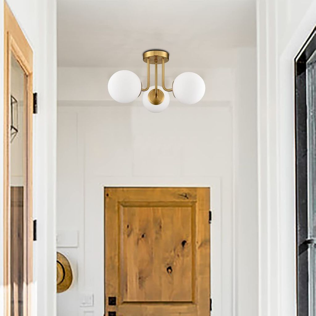 Deckenleuchte 3-Kopf-Deckenlampe Kugelförmig für 10-15 m² Raum,E27-Lampenfassung