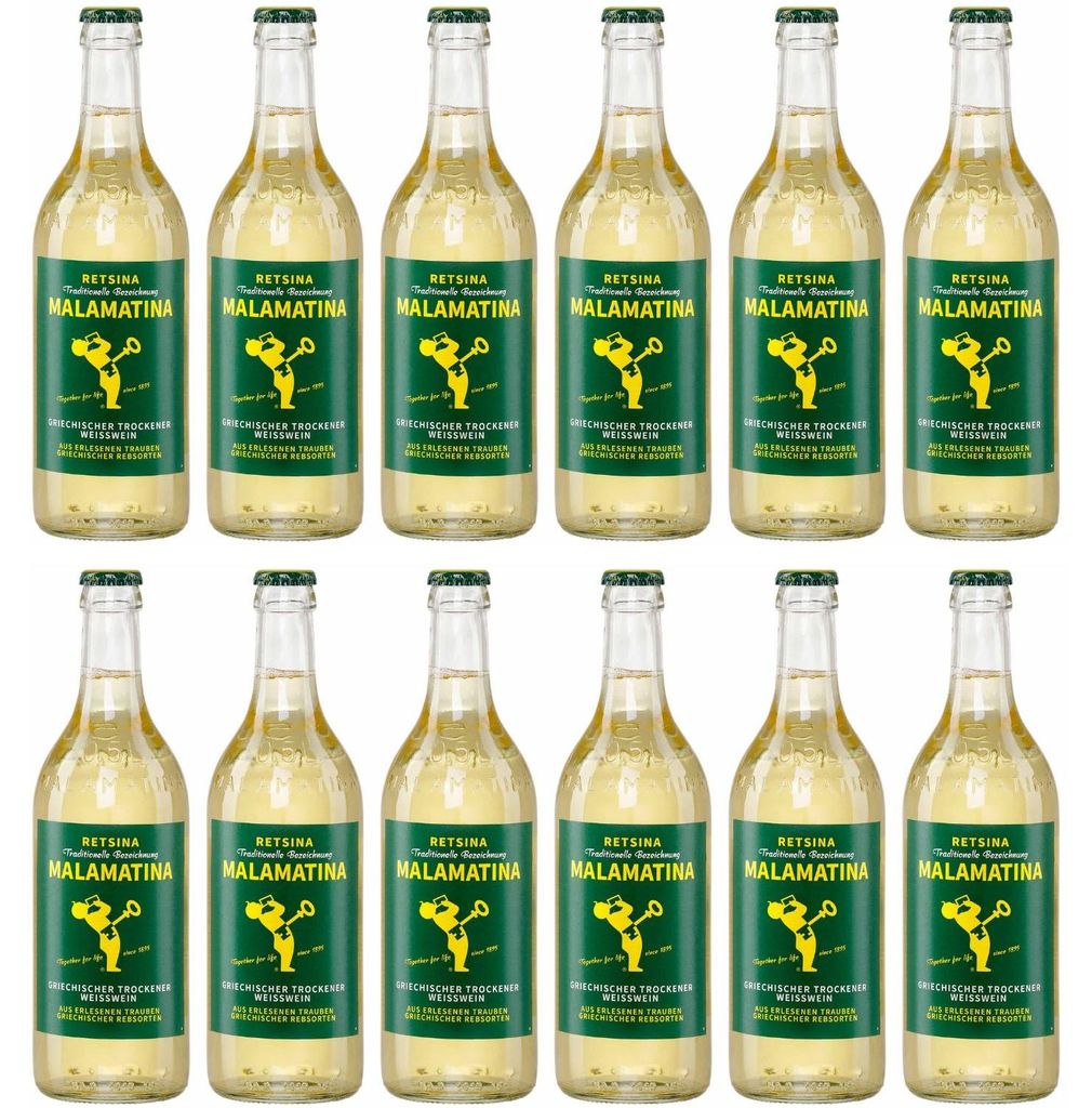 Retsina Malamatina 12x 0,5l | Geharzter Weißwein | Aus Produktbild 