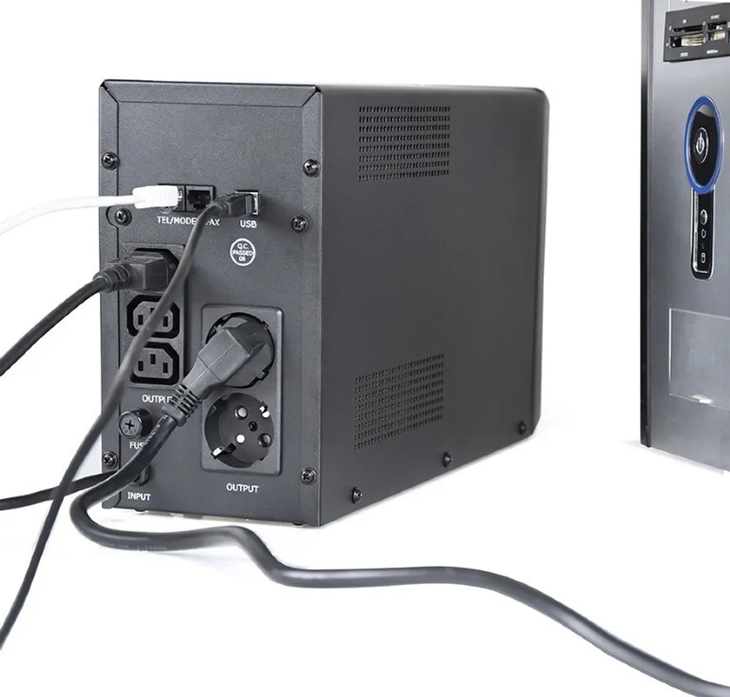 Alimentation sans interruption 2000 VA Gembird avec USB et LCD Noir