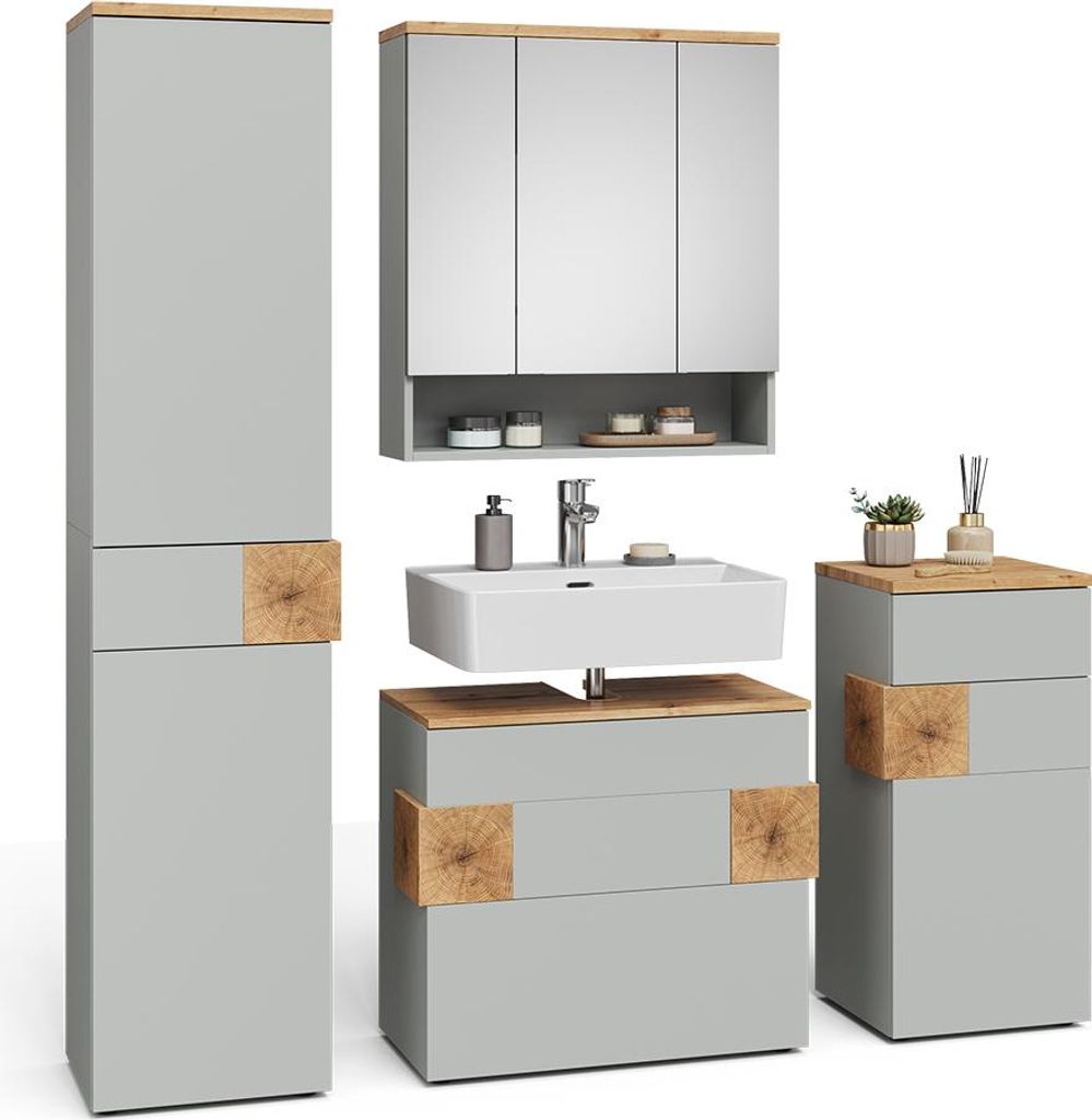 Badmöbel-Set Vicco Eden Grau 4 Teile, Model 59868