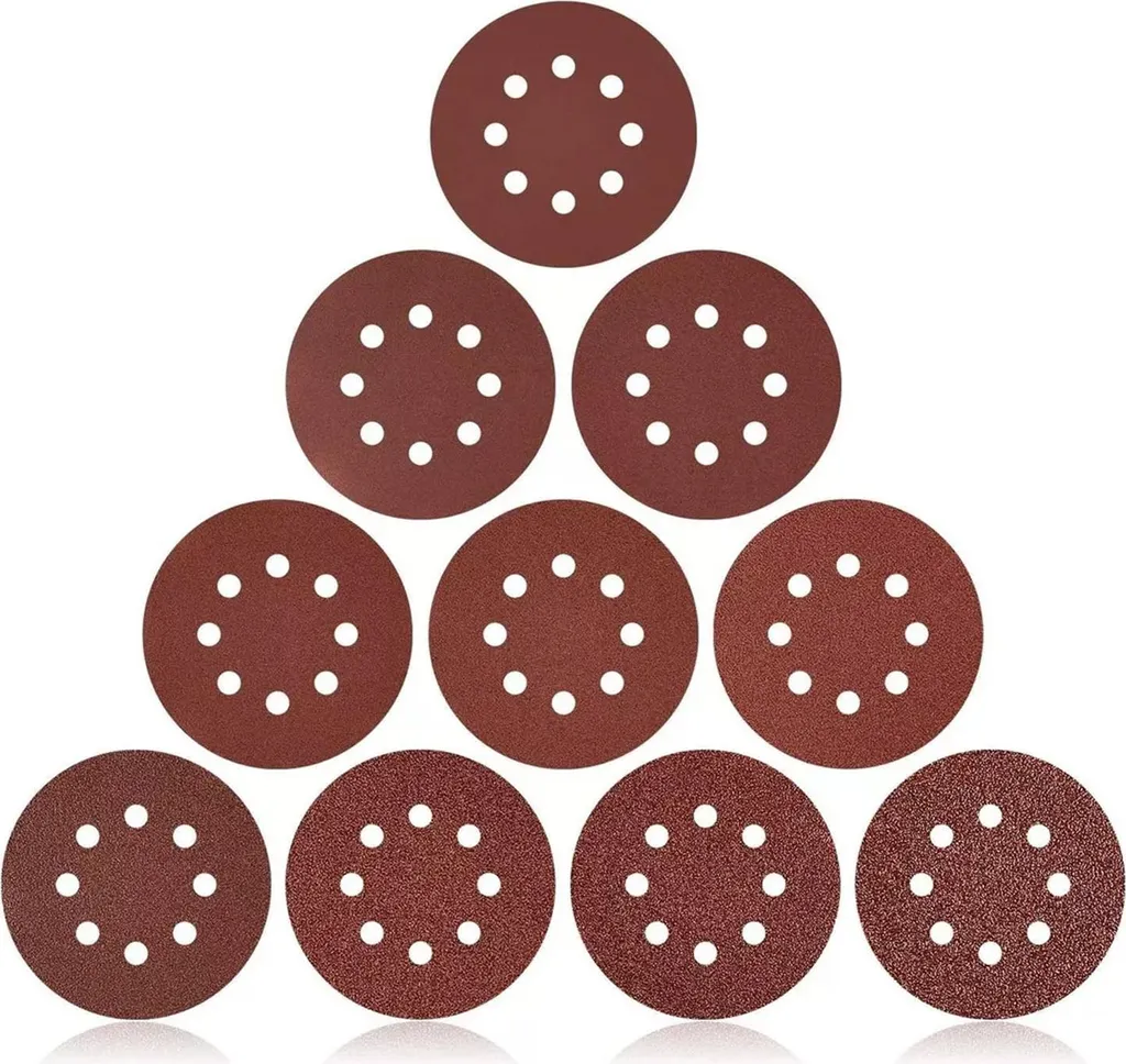 100 Disques abrasifs 125mm à 8 trous, assortiment grain 60 à 150