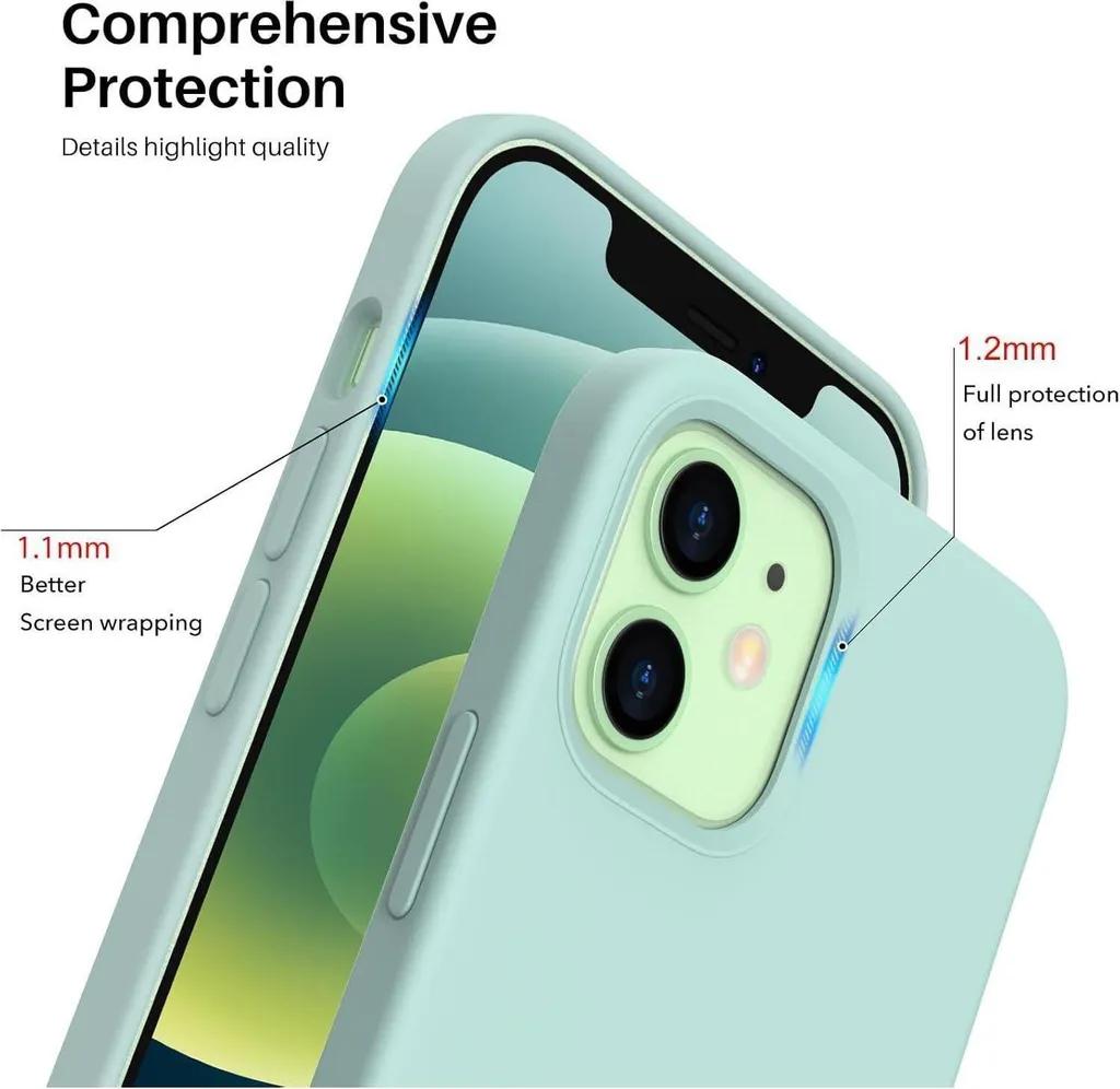 Housse iPhone 12 Mini pour usage quotidien silicone résistant vert pin