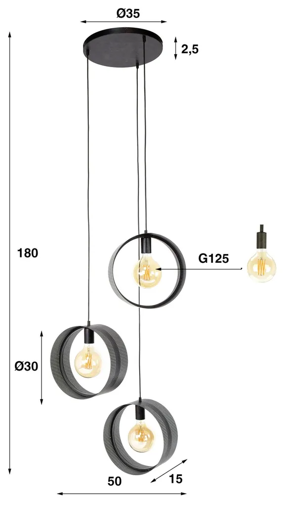 Plafonnier Ring 50 cm : Solution éclairage sans éblouissement noir - 5