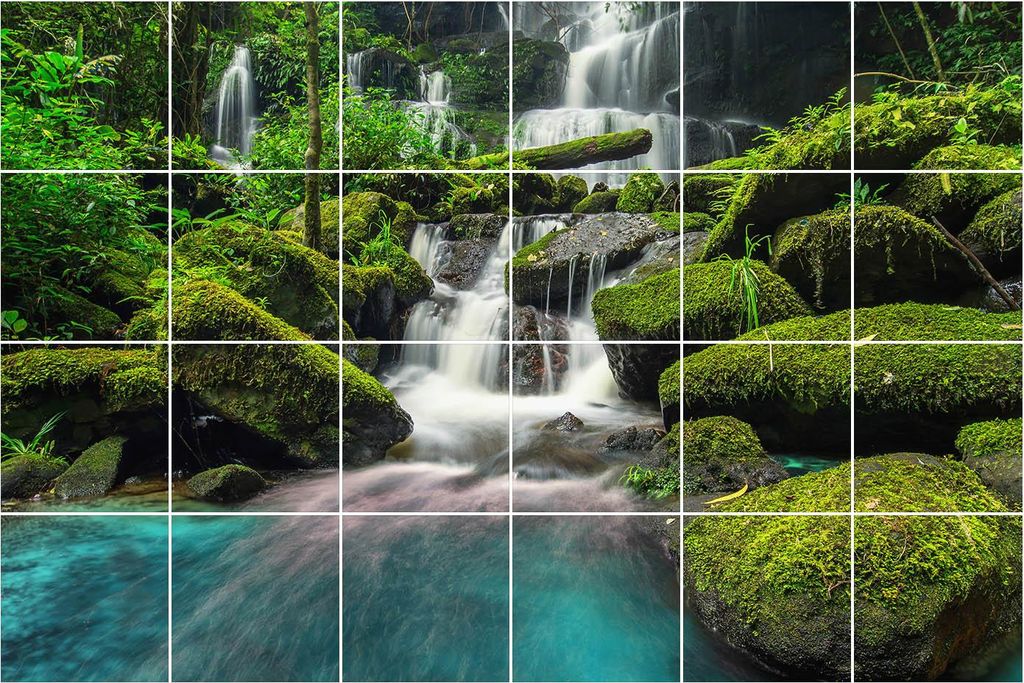 Fliesenaufkleber 20x20 cm – 24 Stück – Selbstklebend – Wasserfest – Pflegeleicht – Hitzebeständig – Für Küche & Bad – Wasserfall ...