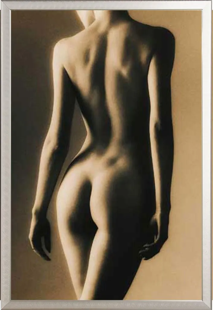 Poster Encadré Femme Duotone - Cadre Aluminium Argent pour Salon
