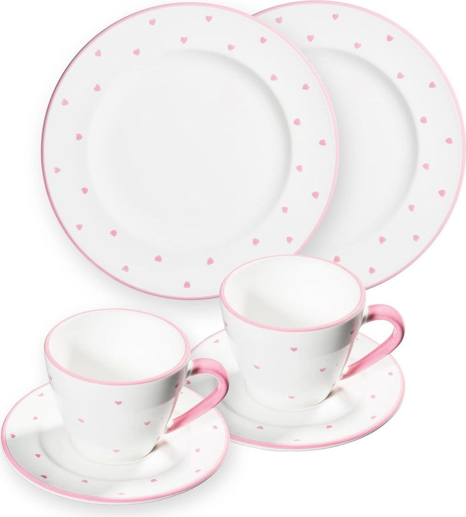 Gmundner Keramik Herzerl Rosa Frühstücksset für 2 Personen Gourmet