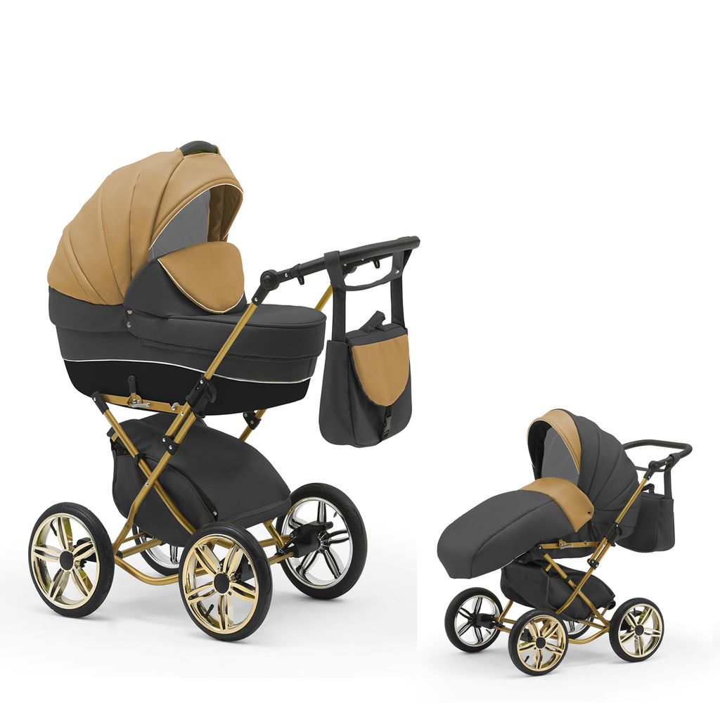 Klassischer Kinderwagen Sorento Gold 2 in 1 inkl. Sportsitz in 19 Farben